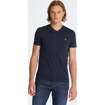 Pánské tričko TRIČKO GANT SLIM SHIELD V-NECK T-SHIRT EVENING BLUE