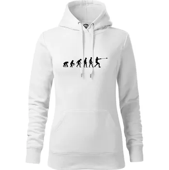 Dámská mikina Evoluce hod kladivem - Mikina dámská Cape s kapucí - L ( Bílá )