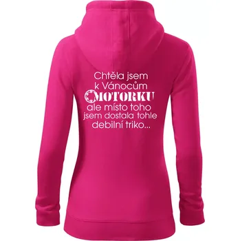 Dámská mikina Chtěla jsem dostat motorku - Vánoce - Dámská mikina trendy zipper s kapucí - 2XL ( Purpurová )