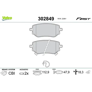 Brzdová destička Sada brzdových destiček, vždy 4 kusy v sadě VALEO 302849