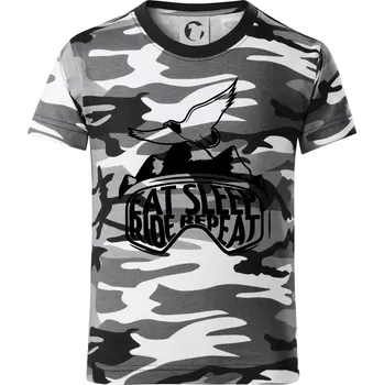 Chlapecké tričko Eat sleep ride repeat - hory - Dětské maskáčové triko - 146 cm/10 let ( Šedý maskáč )