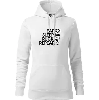 Dámská mikina Eat sleep Rugby - Mikina dámská Cape s kapucí - XS ( Bílá )