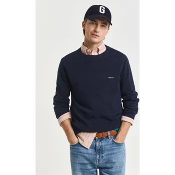 Pánské oblečení SVETR GANT COTTON PIQUE C-NECK EVENING BLUE