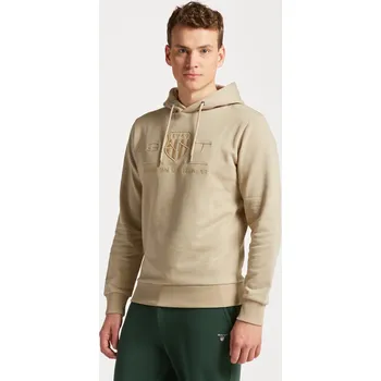 Pánská mikina MIKINA GANT REG TONAL SHIELD HOODIE CONCRETE BEIGE