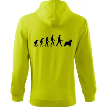 Pánská mikina Evoluce pes Briard - Mikina s kapucí na zip trendy zipper - L ( Limetková )