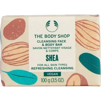 Koupelová kosmetika The Body Shop Shea Cleansing Face & Body Bar - Tuhé mýdlo na obličej a tělo 100 g