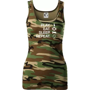 Dámské tričko Play Eat Sleep Repeat polo - Dámské Maskáčové tílko - S ( Hnědý maskáč )