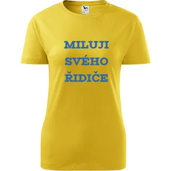 Žluté dámské tričko Miluji svého řidiče - barva žlutá - velikost XXL