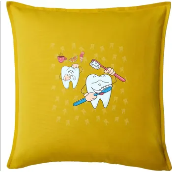 Polštář Zubařské tričko - kartáček a jídlo - Polštář 50x50 - 50x50 - Pouze potah ( Žlutá )