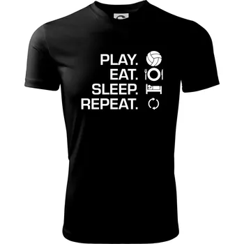 Play Eat Sleep Repeat volejbal - Dětské triko sportovní (dresovina) - 158 cm/12 let ( Černá )