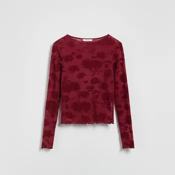 Dámské tričko Reserved - Síťovaná halenka - hnědá - ZI665-83X - ZI665-83X-XS