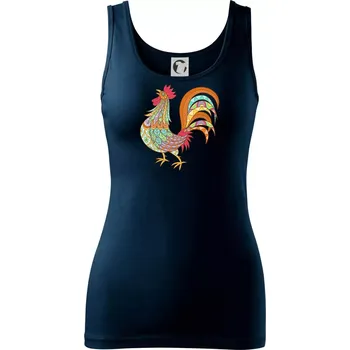 Dámské tričko Kohout duhový - Dámské tílko - XS ( Námořní modrá (velmi tmavá - téměř černá) )