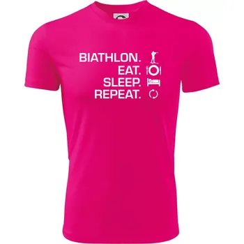 Chlapecké tričko Biathlon Eat Sleep Repeat - Dětské triko sportovní (dresovina) - 146 cm/10 let ( Neon Pink )