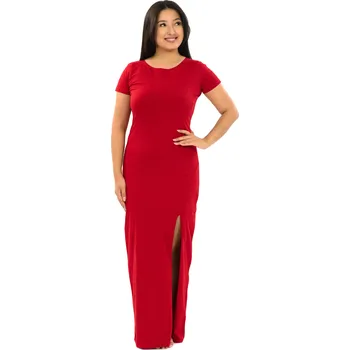 Dámské šaty Himalife Dlouhé šaty Plain Mililani- červená Velikost: M