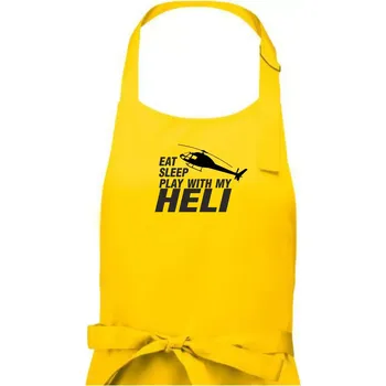 Kuchyňská zástěra Eat Sleep Play With My Heli - Pánská zástěra na vaření - Univerzální velikost ( Žlutá )