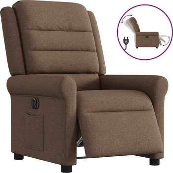 Křeslo Elektrické polohovací křeslo hnědé textil Hnědá3303298