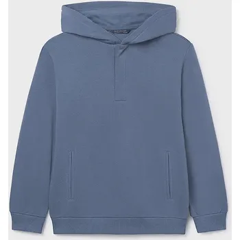 Chlapecká mikina Dětská mikina Mayoral modrá barva, s kapucí, hladká, 7407 7407.7E.Junior.9BYA 95X, vel. 172