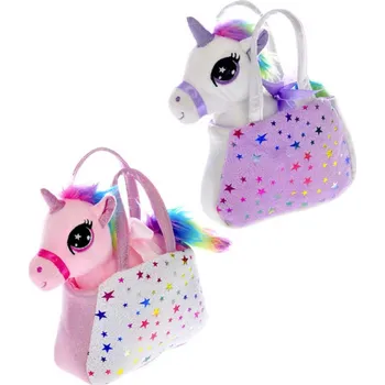 plyšák Mikro Trading Plyšový jednorožec s kabelkou 20 cm mix barev