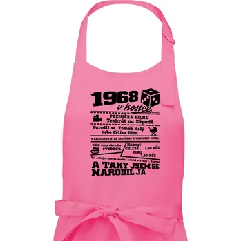 Kuchyňská zástěra 1968 v kostce - Pánská zástěra na vaření - Univerzální velikost ( Růžová )