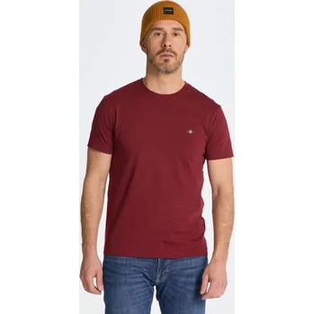 Pánské oblečení TRIČKO GANT SLIM SHIELD SS T-SHIRT PLUMPED RED