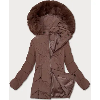 Dámská zimní plus size bunda v čokoládové barvě s kapucí S'west (B8300-14) odstíny hnědé 50