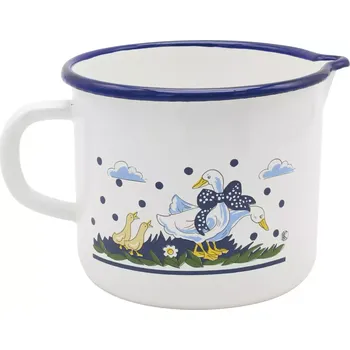 Konvička na mléko Smaltovaná konvice na mléko 1 l, dekor husy