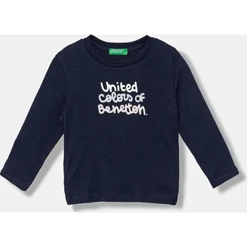Chlapecké tričko Dětské bavlněné tričko s dlouhým rukávem United Colors of Benetton tmavomodrá barva, 3I9WG10JS 3I9WG10JS.P.seasonal 59X, vel. 104