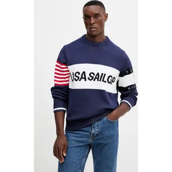 Pánský svetr Bavlněný svetr Tommy Hilfiger x SAIL GP MW0MW41542 námořnická modř 59X, vel. M