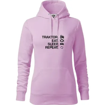 Dámská mikina Traktor eat sleep repeat - Mikina dámská Cape s kapucí - XS ( Orchid )