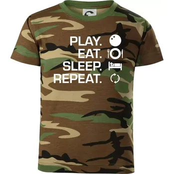 Play eat sleep squash - Dětské maskáčové triko - 134 cm/8 let ( Hnědý maskáč )