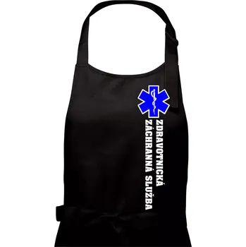 Kuchyňská zástěra Hvězda života - zdravotnická záchranná služba - Pánská zástěra na vaření - Univerzální velikost ( Černá )