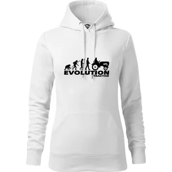 Dámská mikina Evoluce traktor - Mikina dámská Cape s kapucí - XS ( Bílá )