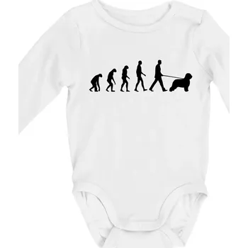 Evoluce pes Briard - Body kojenecké s dlouhým rukávem - Dlouhý r. do 3 měs ( Bílá )