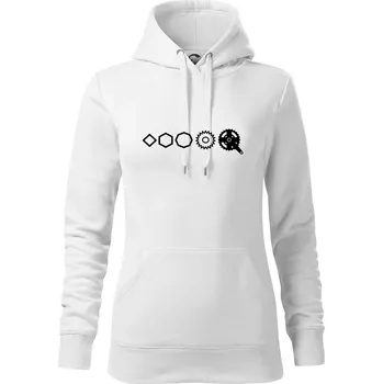 Dámská mikina Evoluce pedály - Mikina dámská Cape s kapucí - L ( Bílá )