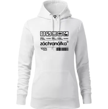 Dámská mikina Čárový kód záchranářka - Mikina dámská Cape s kapucí - XS ( Bílá )