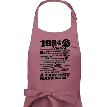 Kuchyňská zástěra 1984 v kostce - Dámská zástěra na vaření - Univerzální velikost ( Starorůžová )