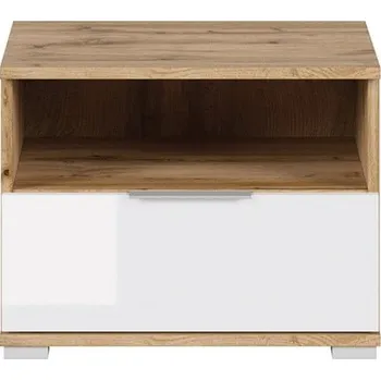 Noční stolek Noční stolek Zele - Black Red White - BRW Dub Wotan / Bílý Lesk 50x38.5 cm