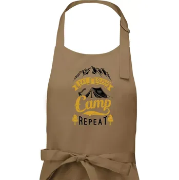 Kuchyňská zástěra Eat Sleep Camp Repeat - Pánská zástěra na vaření - Univerzální velikost ( Cappuccino )