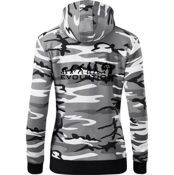 Dámská mikina Evoluce práce - Dámská mikina trendy zipper s kapucí - S ( Šedý maskáč )