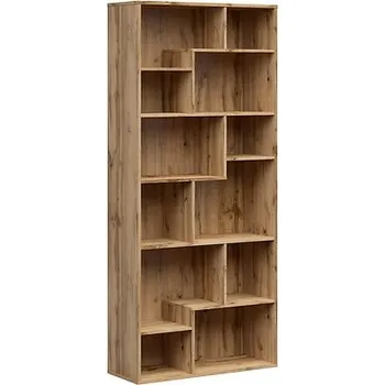 regál Prostorný regál do ložnice Tetrix - Black Red White - BRW Dub Wotan 87.5x197.5 cm