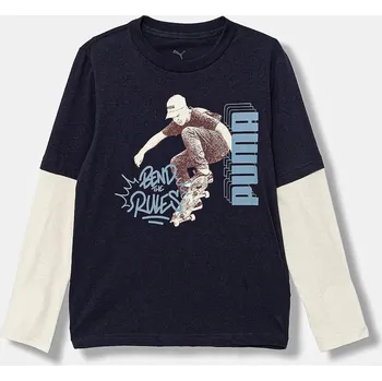 Dětské bavlněné tričko s dlouhým rukávem Puma MID90s Layered Longsleeve B 688467 námořnická modř 59X, vel. 152