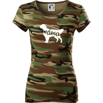 Dámské tričko Zlatý retrívr máma obrys - Dámské maskáčové triko - XS ( Hnědý maskáč )