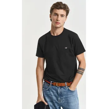 Pánské tričko TRIČKO GANT SLIM SHIELD SS T-SHIRT BLACK