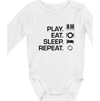 Play eat sleep piano - Body kojenecké s dlouhým rukávem - Dlouhý r. do 3 měs ( Bílá )