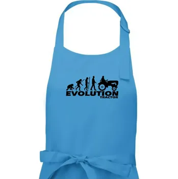 Kuchyňská zástěra Evoluce traktor - Dámská zástěra na vaření - Univerzální velikost ( Světlý tyrkys )