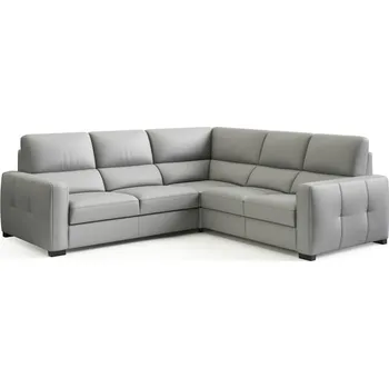 Sedací souprava Rohová sedací souprava pravá pro každodenní spaní s mechanismem rozkládání typu delfín a dvojitým elektricky výsuvným sedákem Leonardo - Bydgoskie Meble m 612 grigio, Wenge 255x98 cm