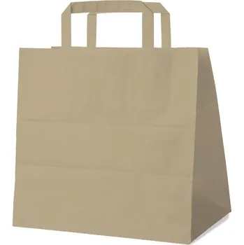 Nákupní taška Papírová taška hnědá 26+17 x 25 cm ploché ucho - 1 ks