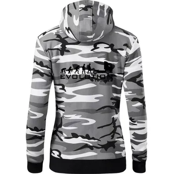 Dámská mikina Evoluce trucker - Dámská mikina trendy zipper s kapucí - XL ( Šedý maskáč )