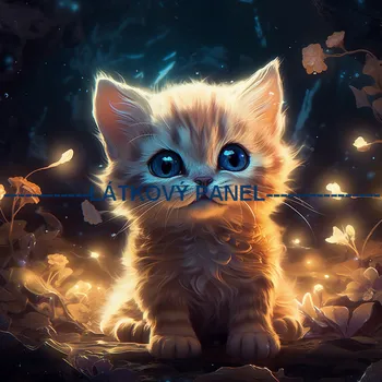 Látkový panel - Kočka - KČ-121 Velikost: 15x15cm, Materiál: Kočárkovina