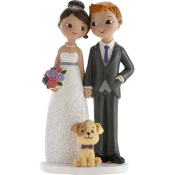 deKora Figurka na dort - svatební pár s pejskem